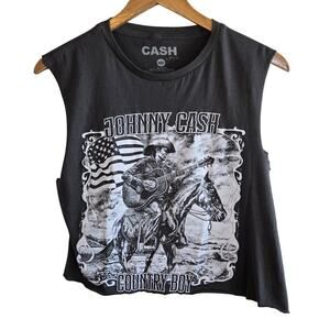 Size Medium Johnny Cash Country Boy Upcycled Cropped Tank Tee
